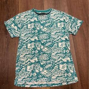 Straight faded New York Teal and White Tribal Tee